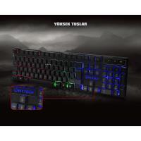 HYTECH HKM-X78  VALOR Siyah Usb Gökkuşağı Zemin Aydınlatmalı Gaming Oyuncu Klavye + Mouse Set